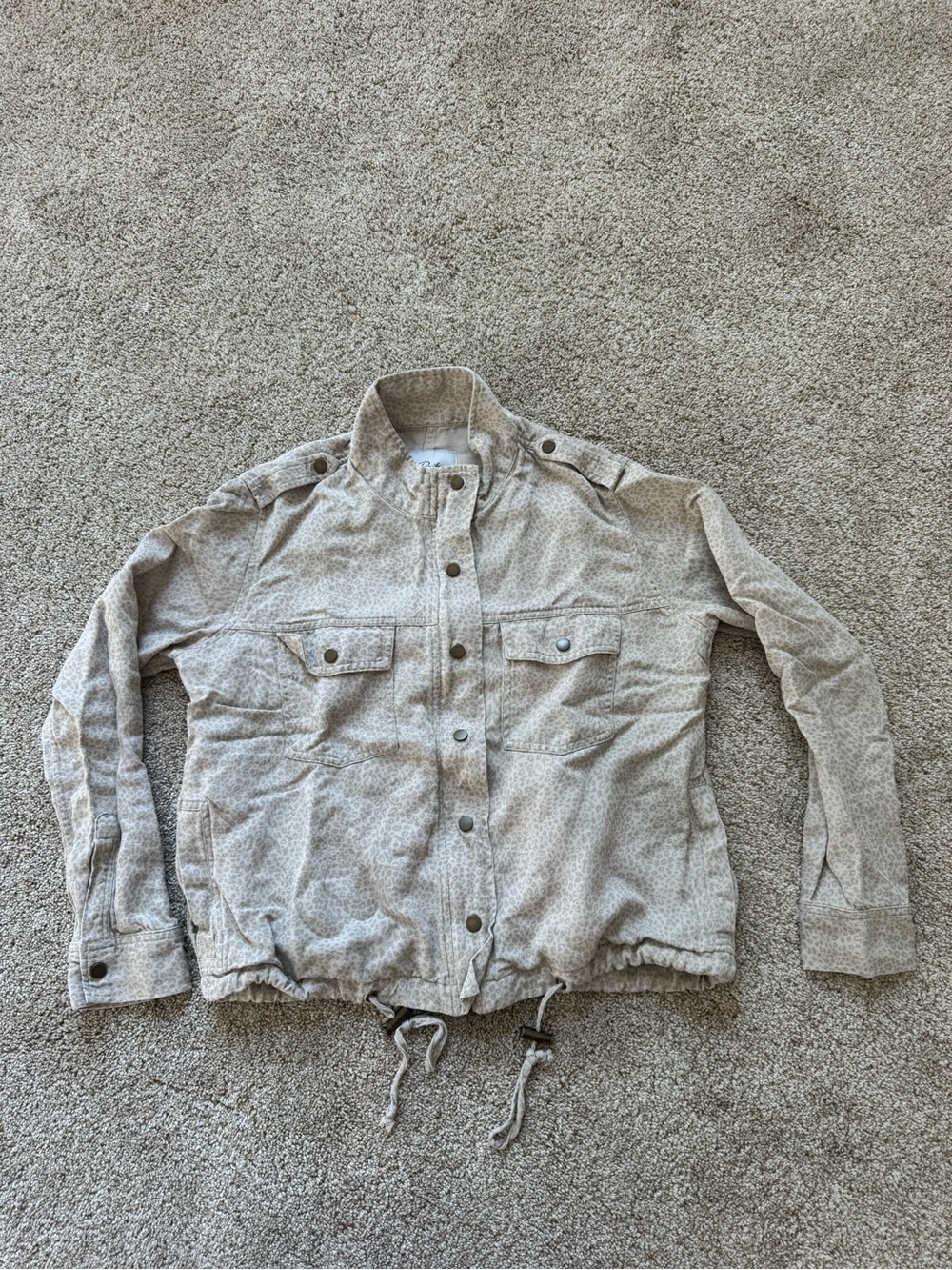 Rails Womens Jacket Size Small Collins Mini Cheetah Print Beige Zipper Snaps